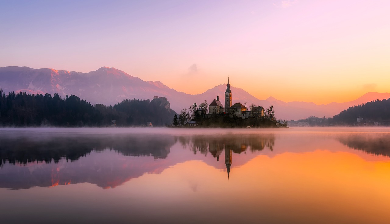 Panoramic picture of lake bled