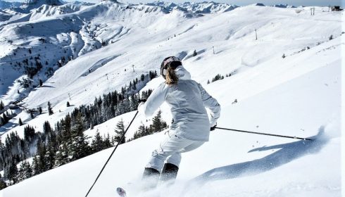 solo skier in Reith near Kitzbühel Austria