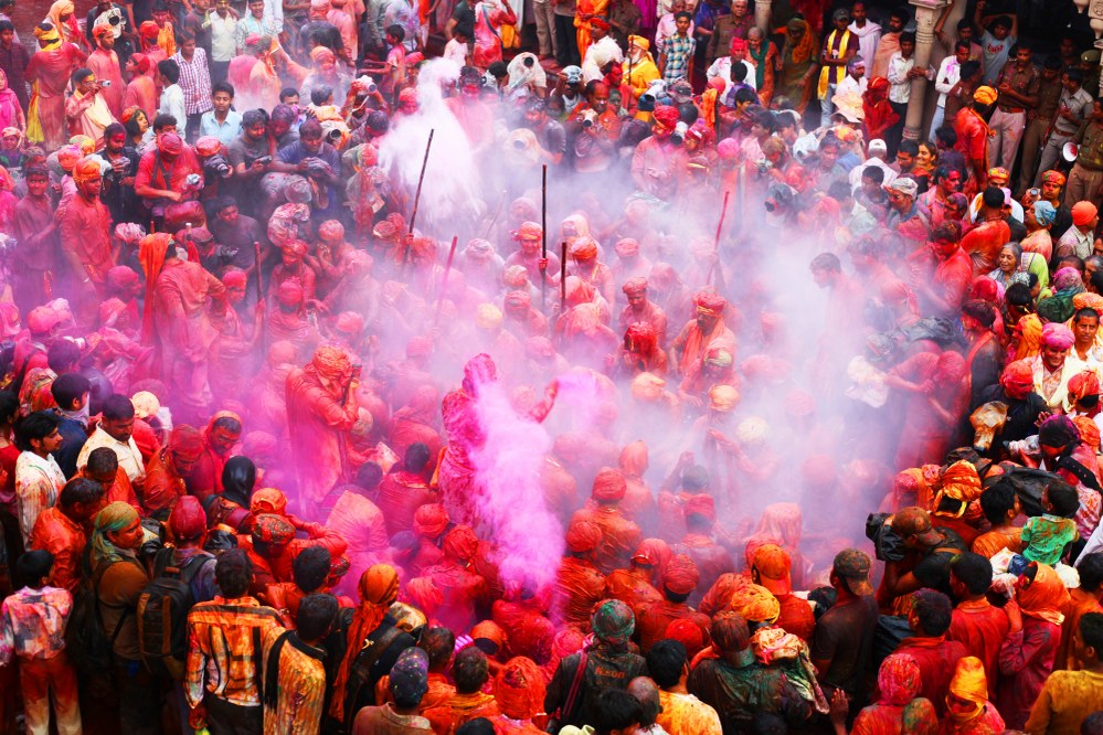 Holi festival in India - celebration in Barsana
