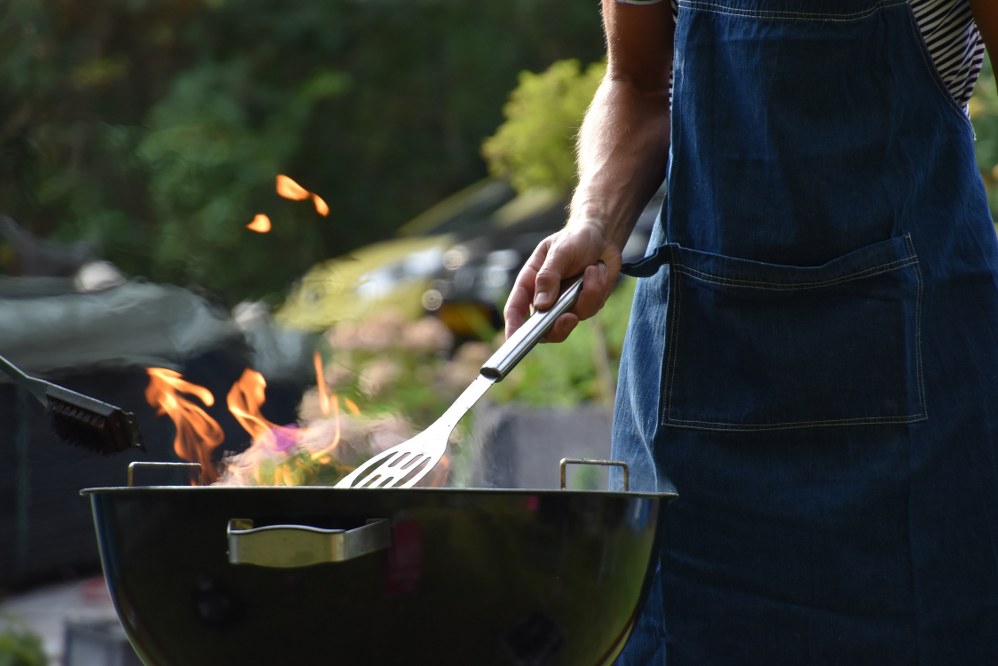 autumn garden: charcoal barbecue