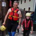 single dad and daughter in Austria rafting
