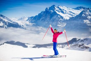 single skier in Austrian Alps
