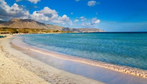 Elafonisi beach lagoon with sandy beach in Crete