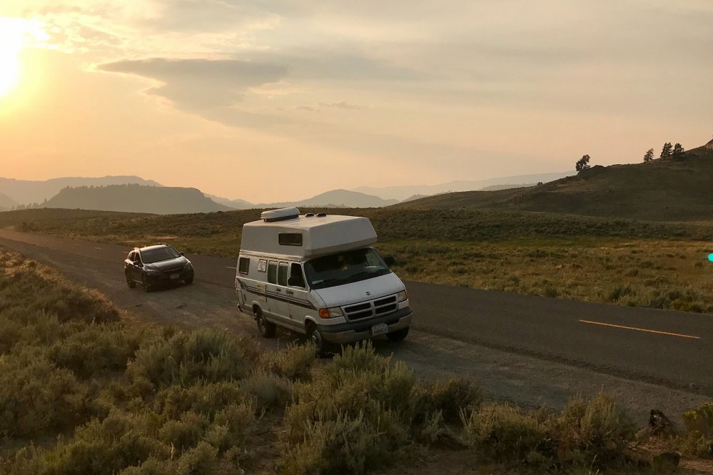 caravan in Yellowstone, US