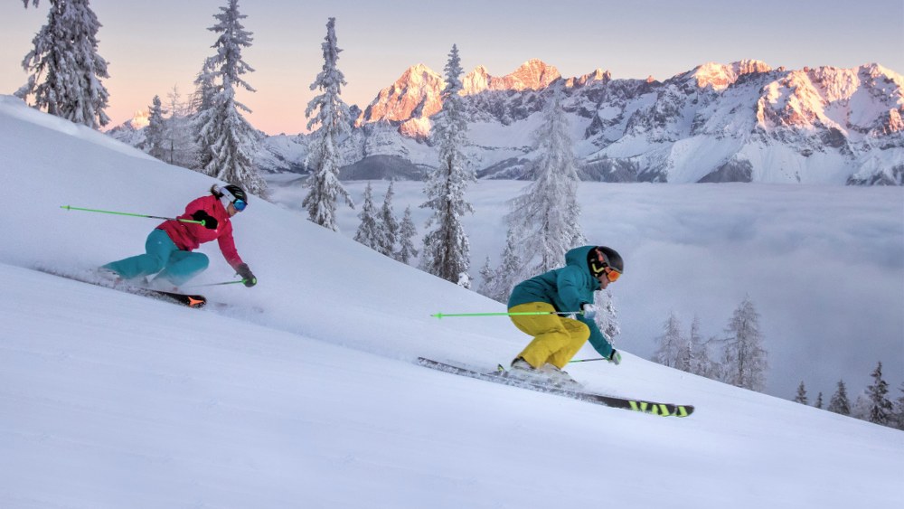 2 alpine skiers - best skis