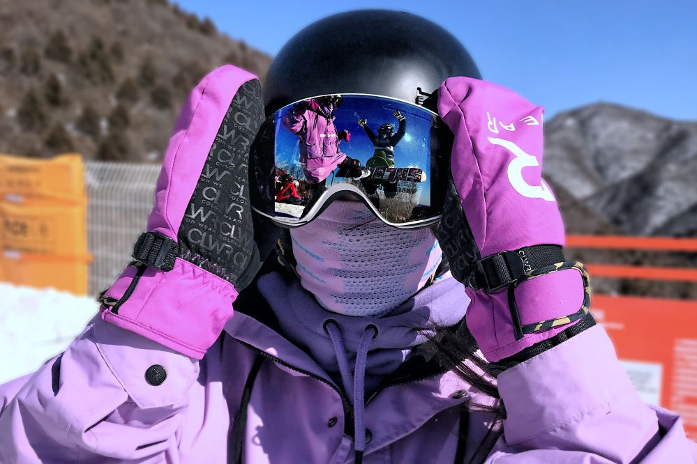 skier with face covering