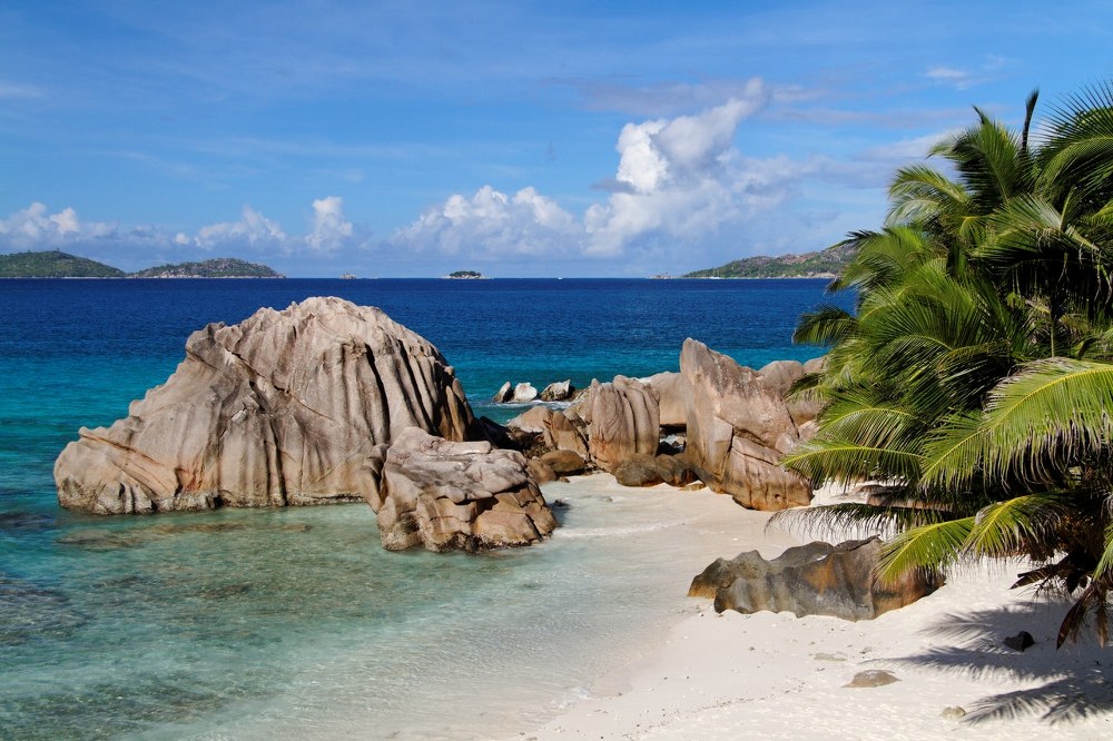 the Seychelles white sandy beach cove
