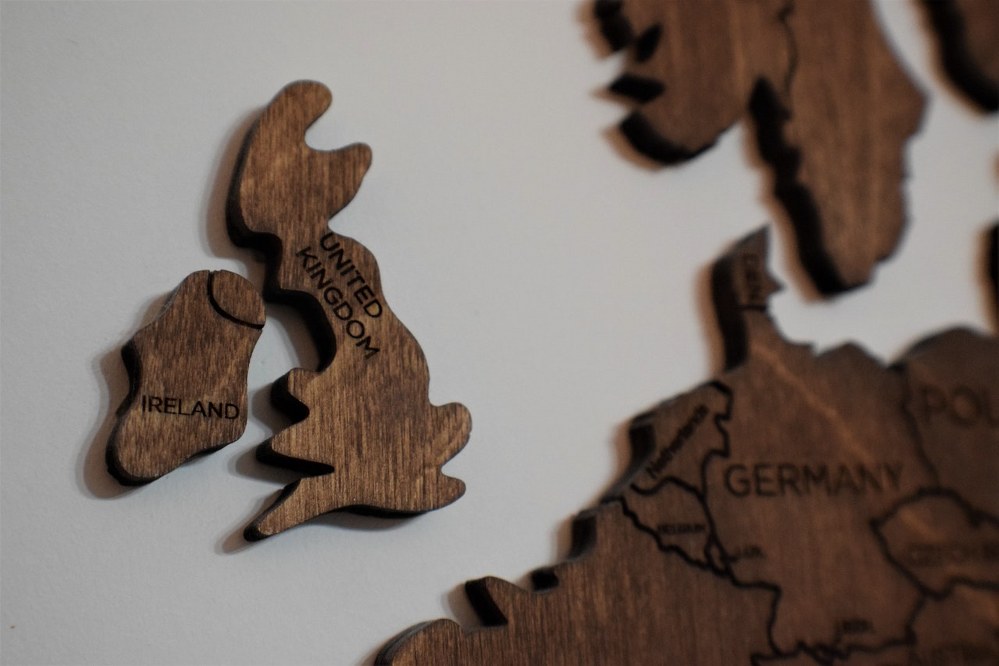 wooden jigsaw map of UK