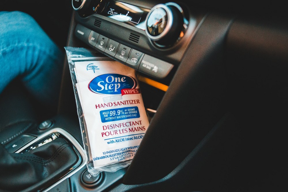 wet wipes in glovebox for holiday with kids