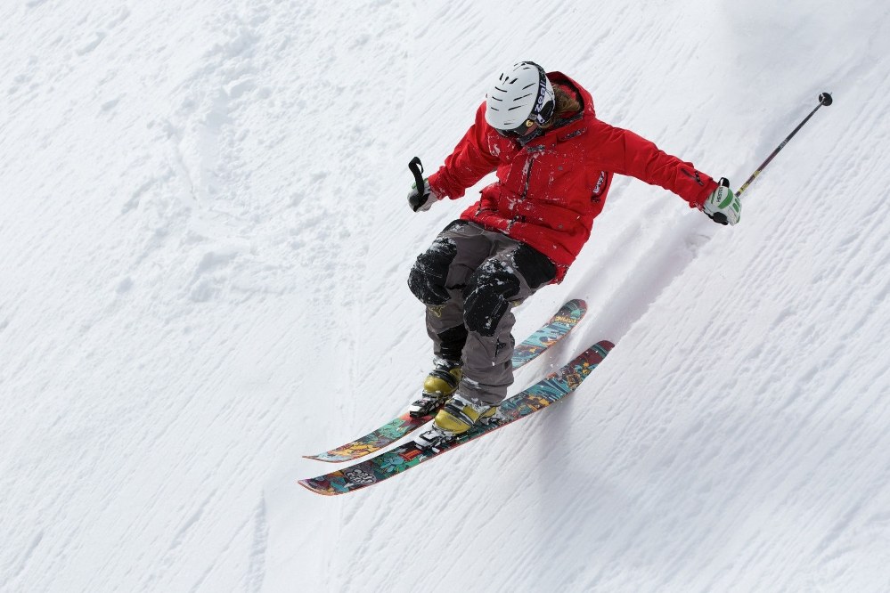skier on steep gradient