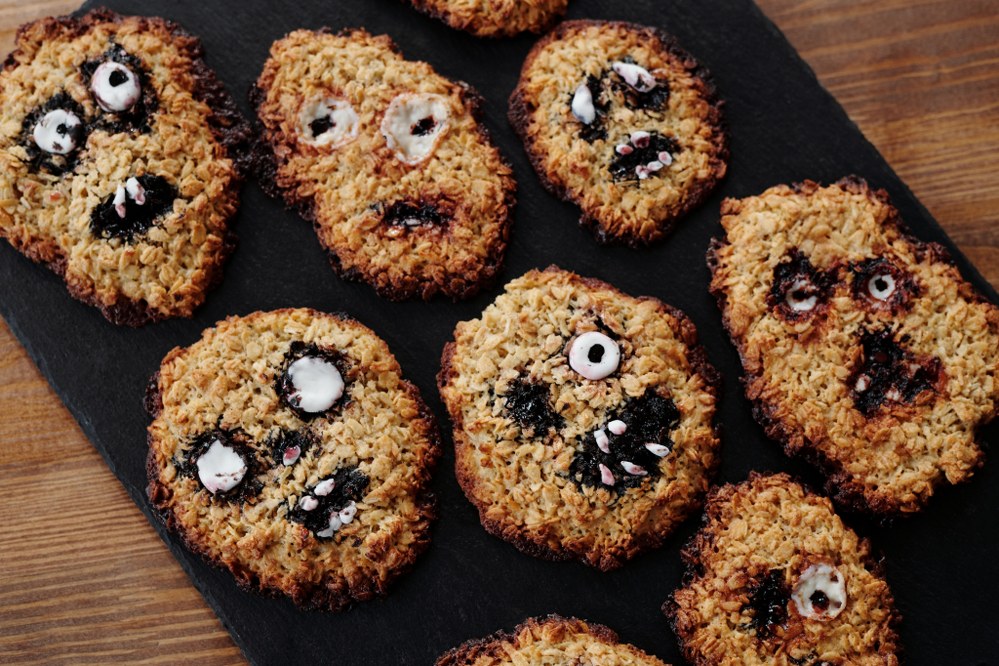 cookies with faces drawn on - baking with kids