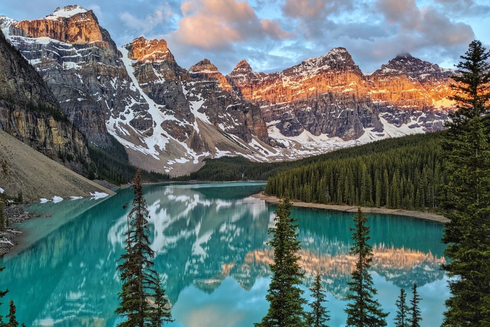 Moraine Lake in Banff National is a great place to visit in Canada with kids