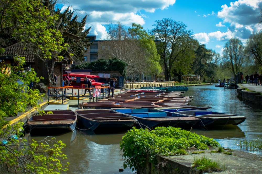 punts on river cam in cambridge