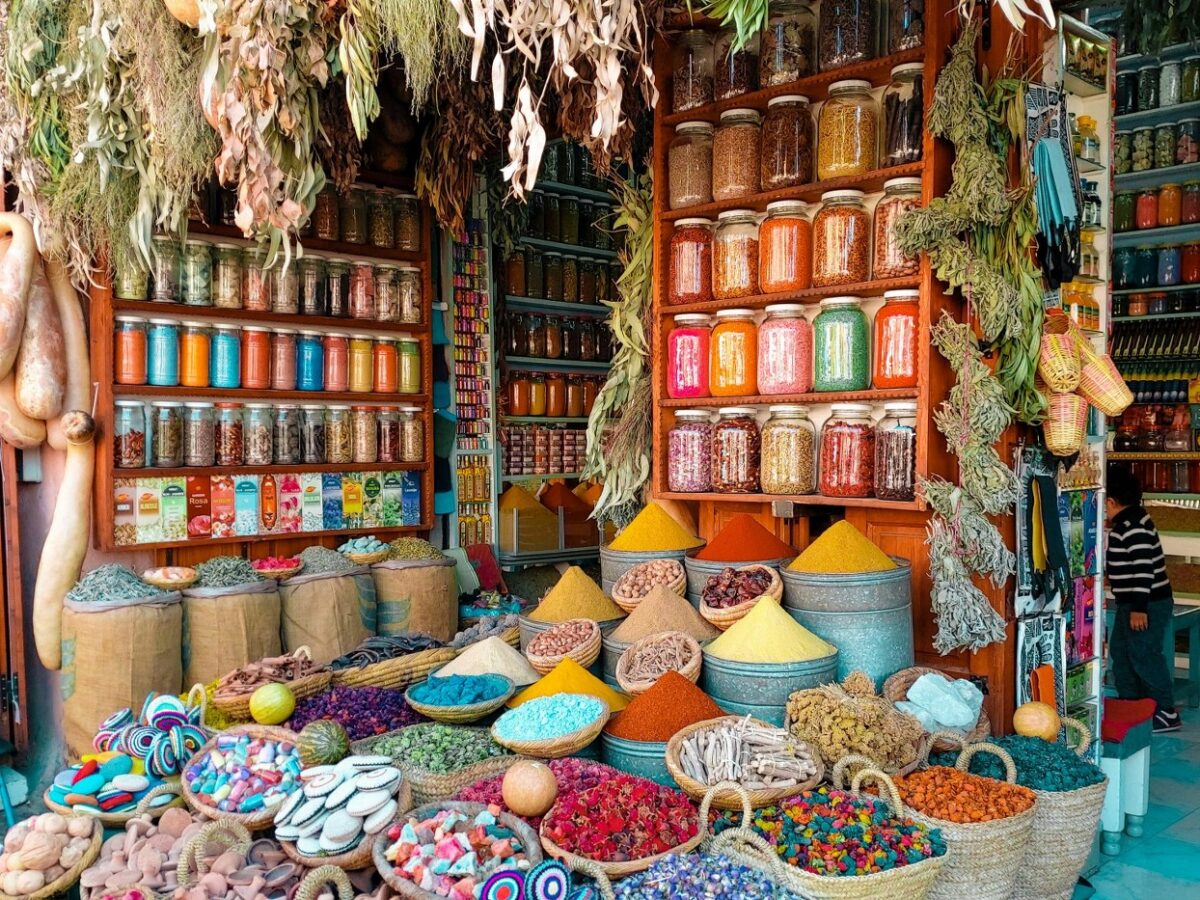 spice stall in Marrakech's souk