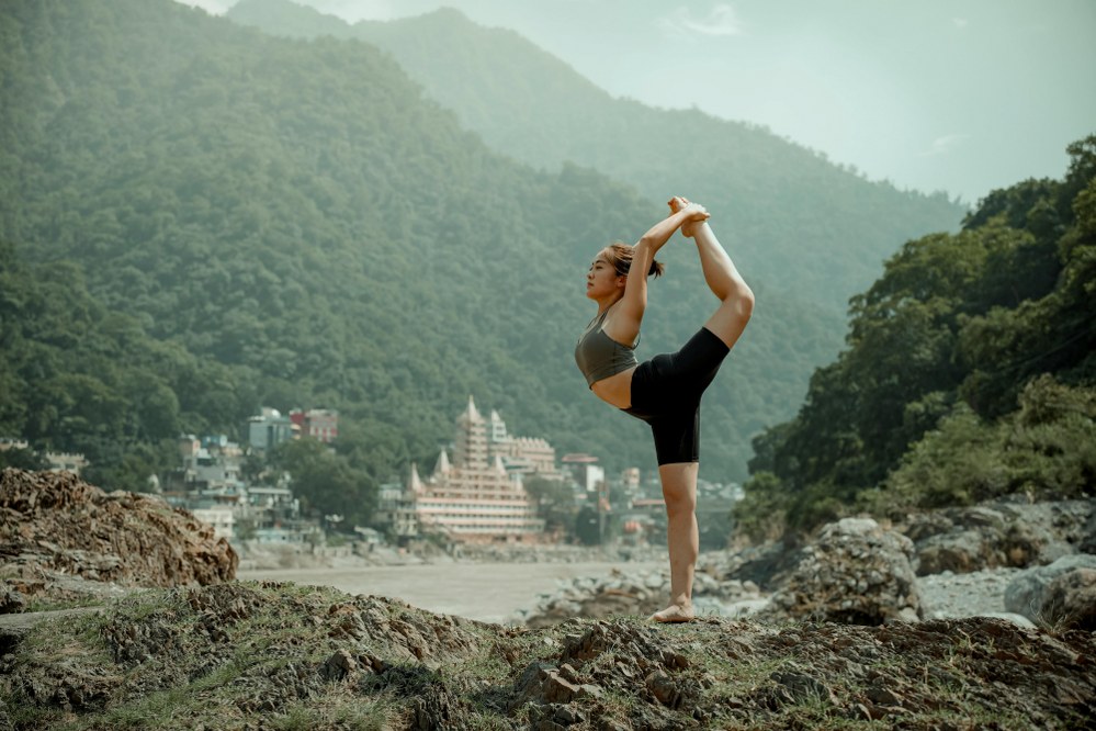 Rishikesh: woman doing yoga pose