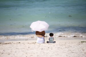 mum and child on the beach