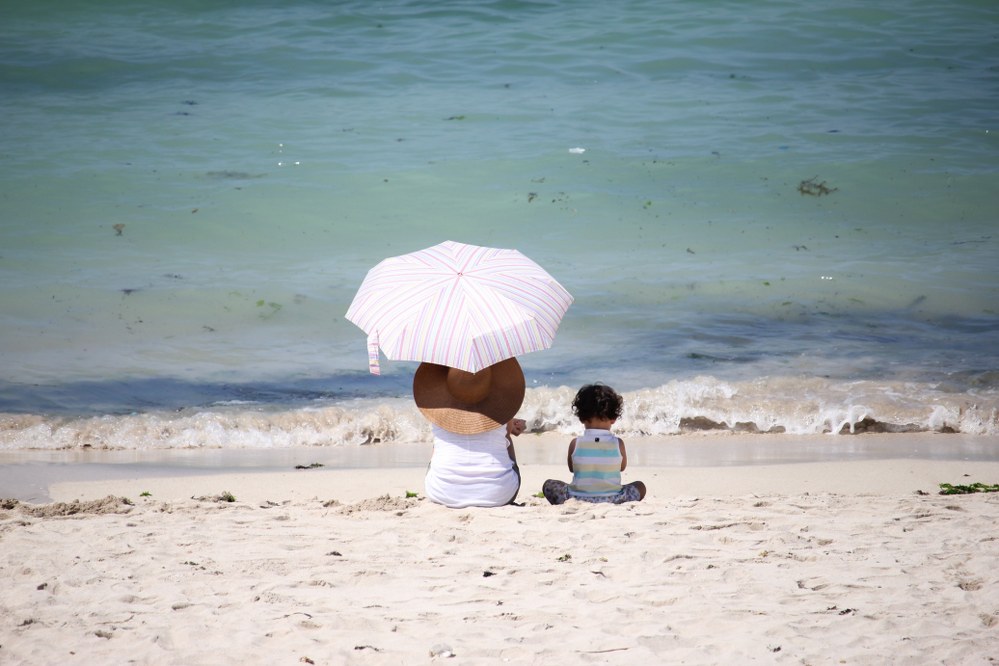 mum and child on the beach