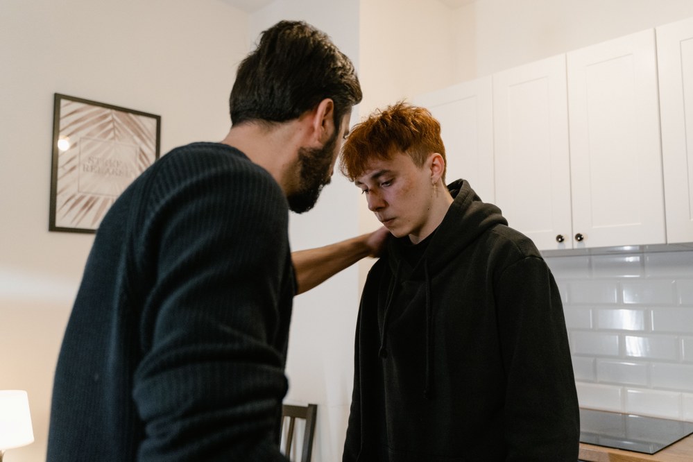 dad talking to teenager about drugs